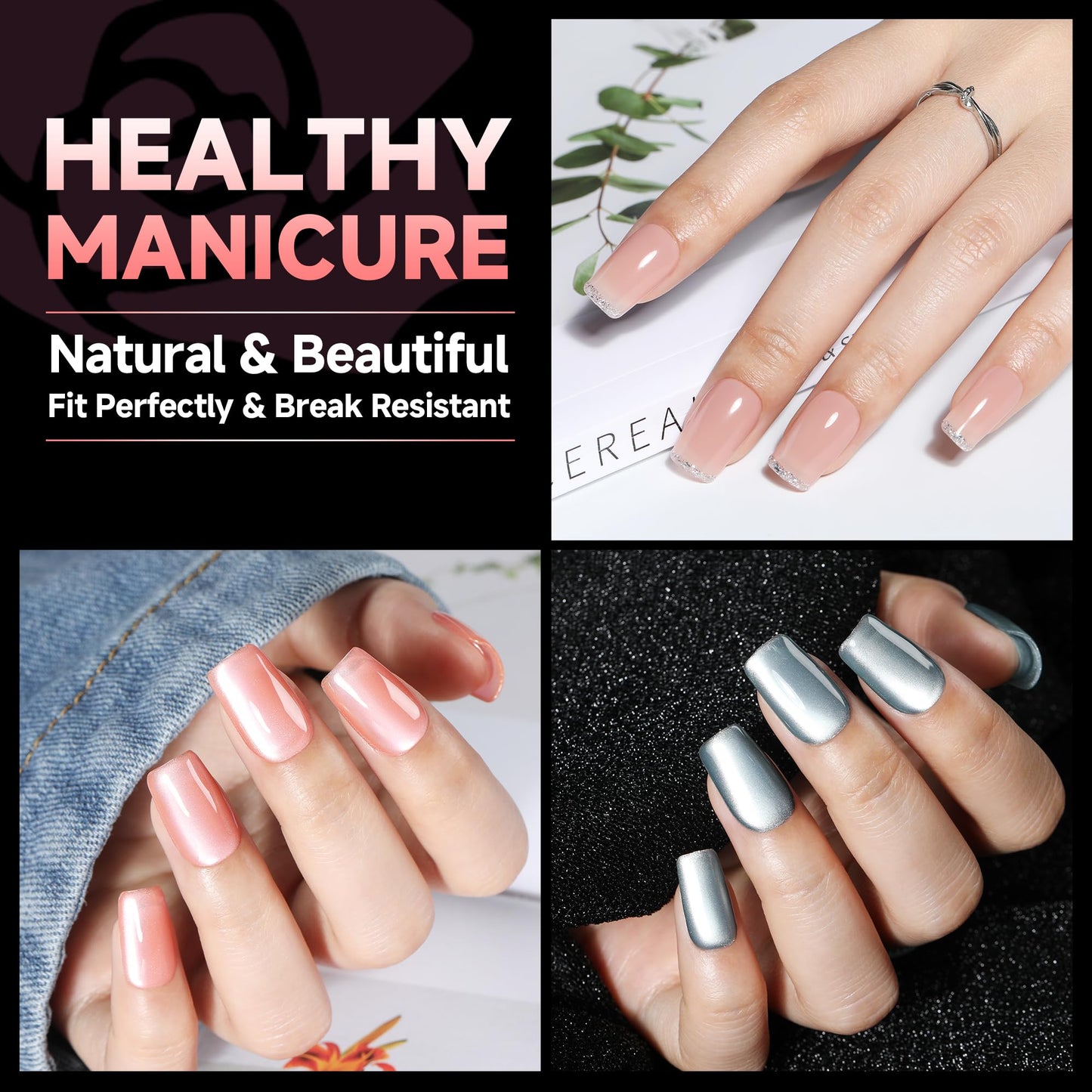 UNA GELLA 600Pcs Short Square Gel Nail Tips, Square Press on Nails Pre Etched Full Cover Soft Gel Nail Tips No C Curve For Women Girl DIY French & Chrome Style Salon At Home 12 Sizes