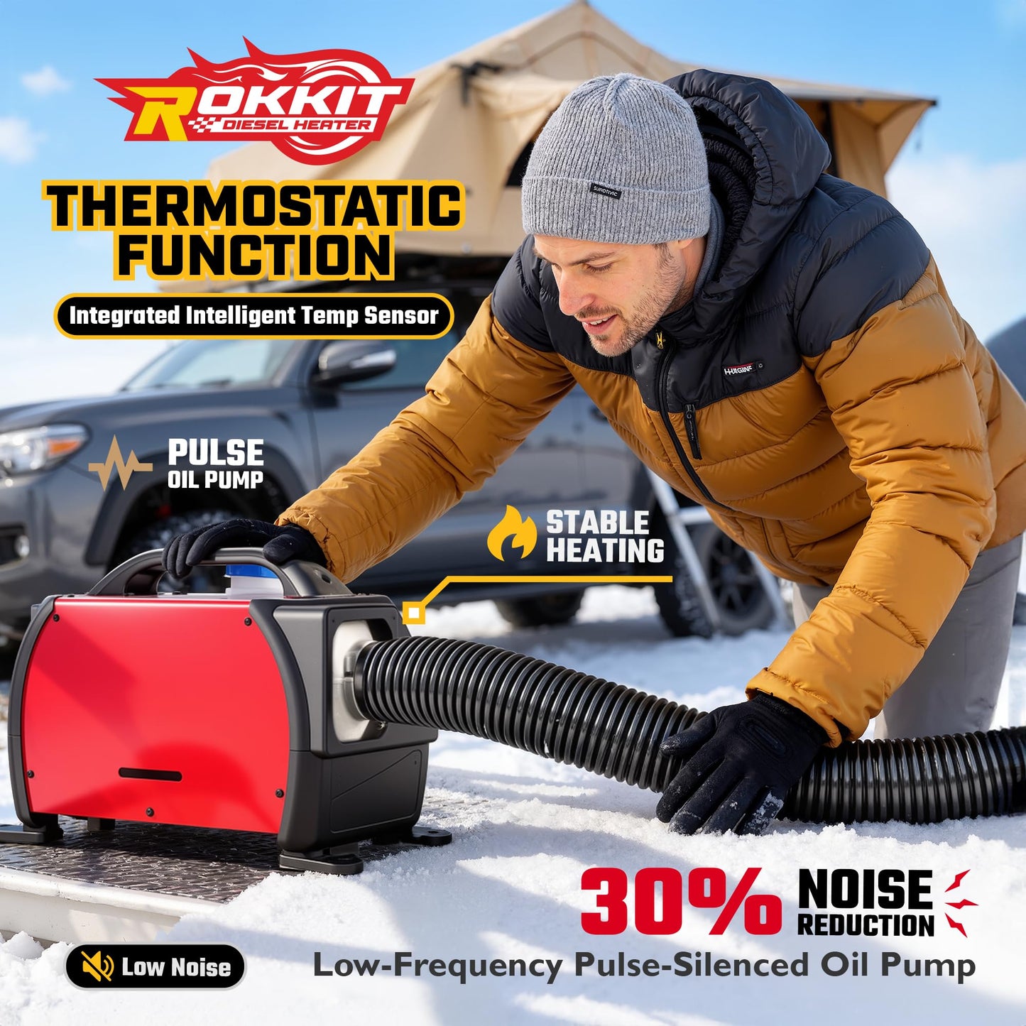 [2026 Version]Diesel Heater 8KW, 110V/12V All-in-One Portable Diesel Air Parking Heater with LCD Thermostat Monitor & Remote Control for Trucks, Car Trailer, Boat and Motor-home (8000W)