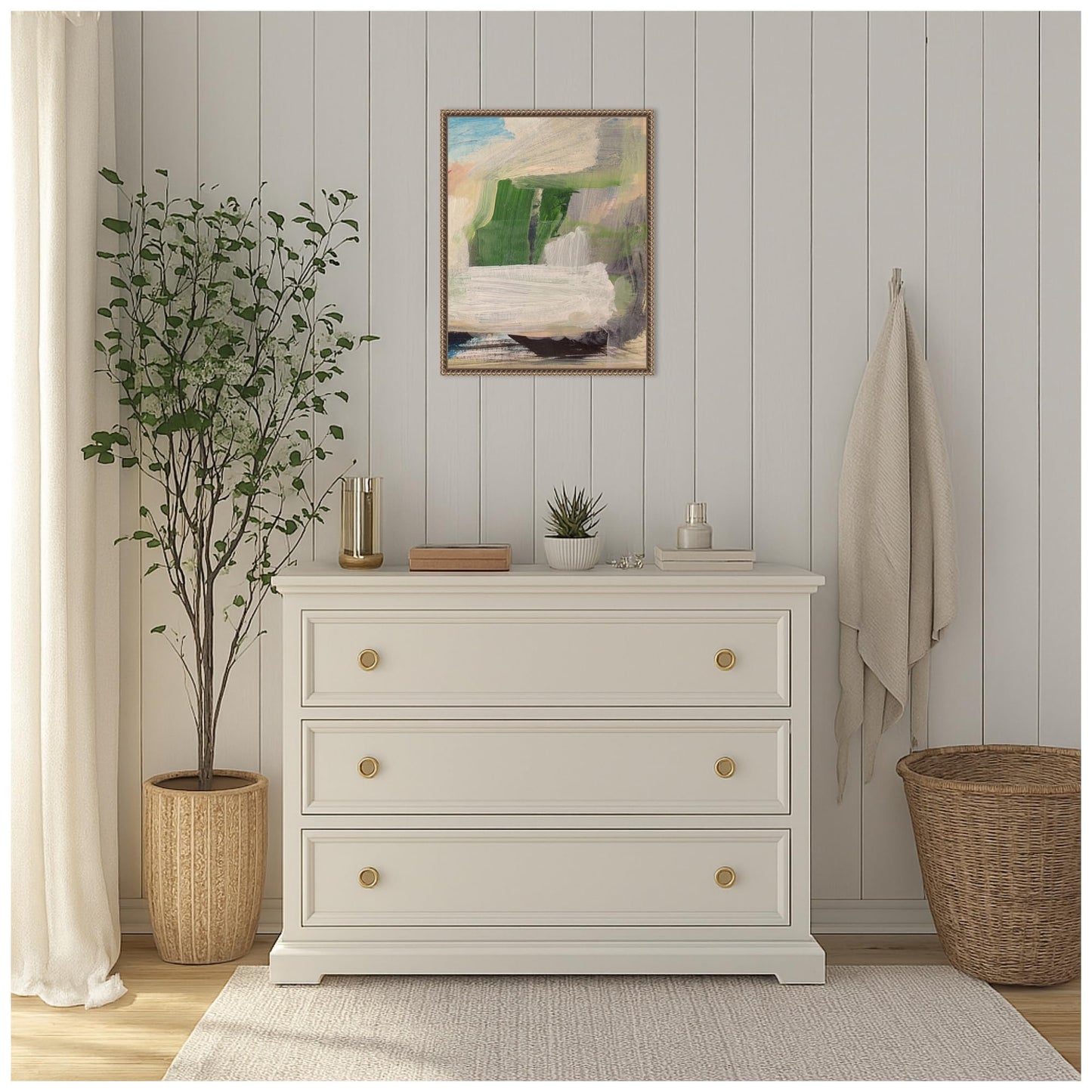 Amanti Art Framed Canvas Wall Art 20x16 Serene Brushstrokes FramedWall Art Canvas, Abstract Artwork, Traditional Decor, Small Poster for Living Room, Bedroom, Bathroom, Kitchen, Office