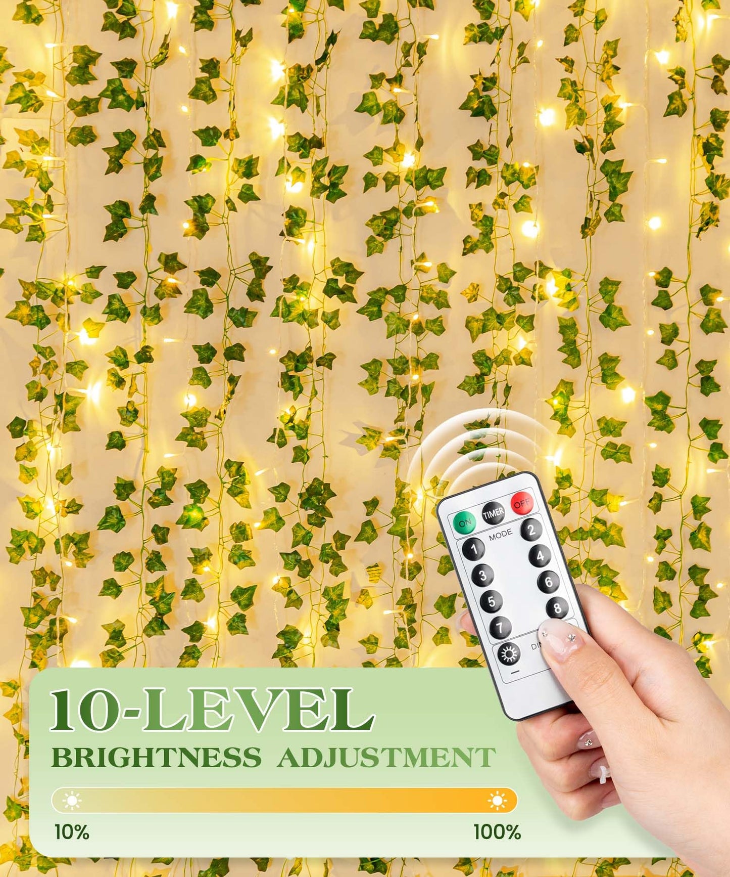 KASZOO 24Pack / Each 82 inch, Artificial Ivy Garland Fake Plants with 160 LED String Light, Green for Wedding Party Garden Outdoor Greenery Wall Decoration