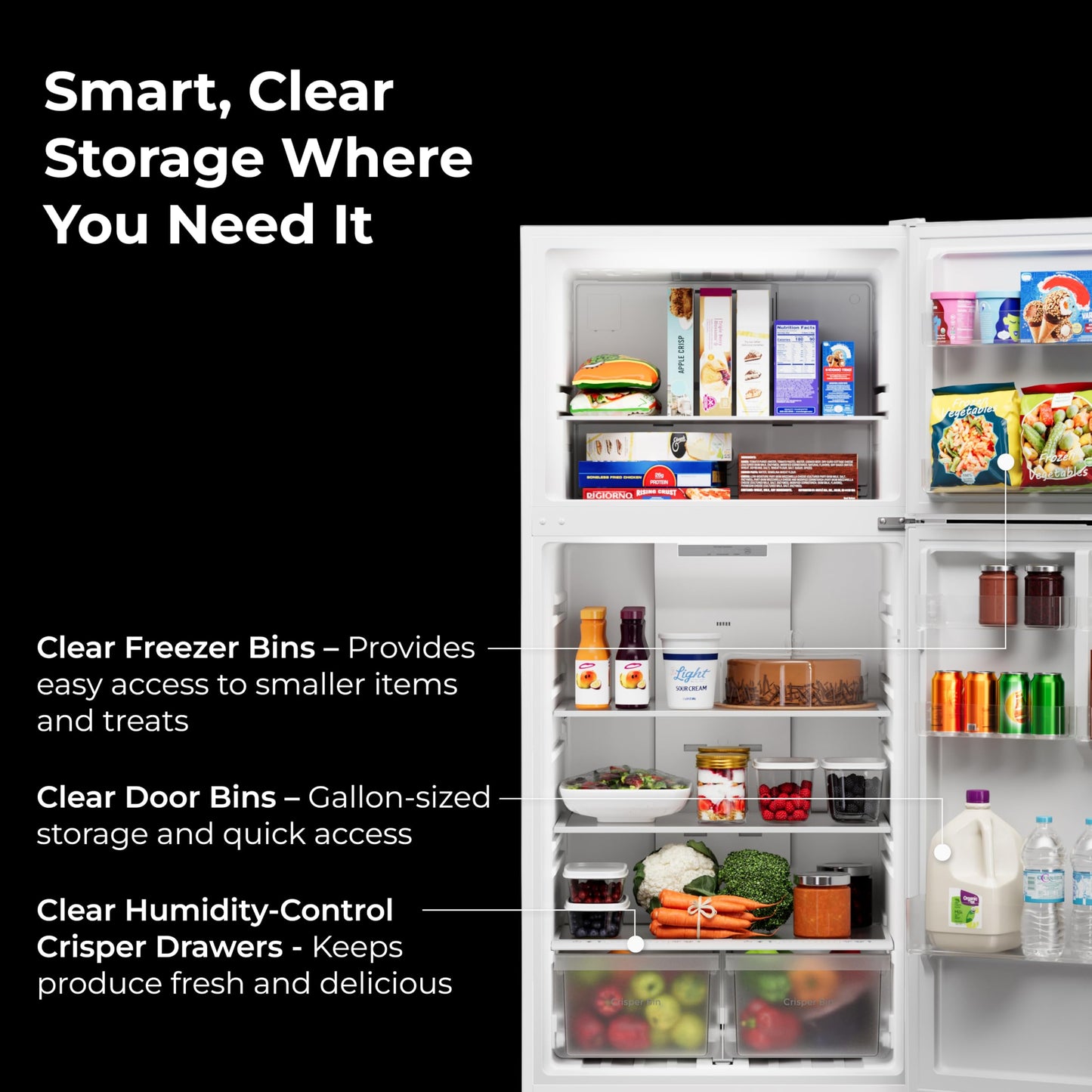 Kenmore 30" Top Mount Refrigerator with Freezer - Adjustable Shelving, Humidity-Controlled Crispers, LED Lighting, ENERGY STAR Certified, Garage Ready, 18.1 cu. ft. Capacity - White