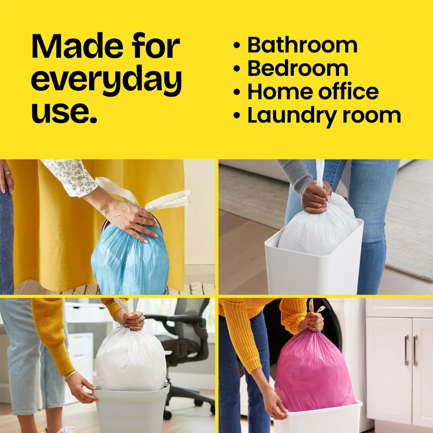 Glad Medium Trash Bags, 8 Gallon, Lemon Fresh Bleach Garbage Bags, Resists Bacterial Odors with Drawstring, 80 Count