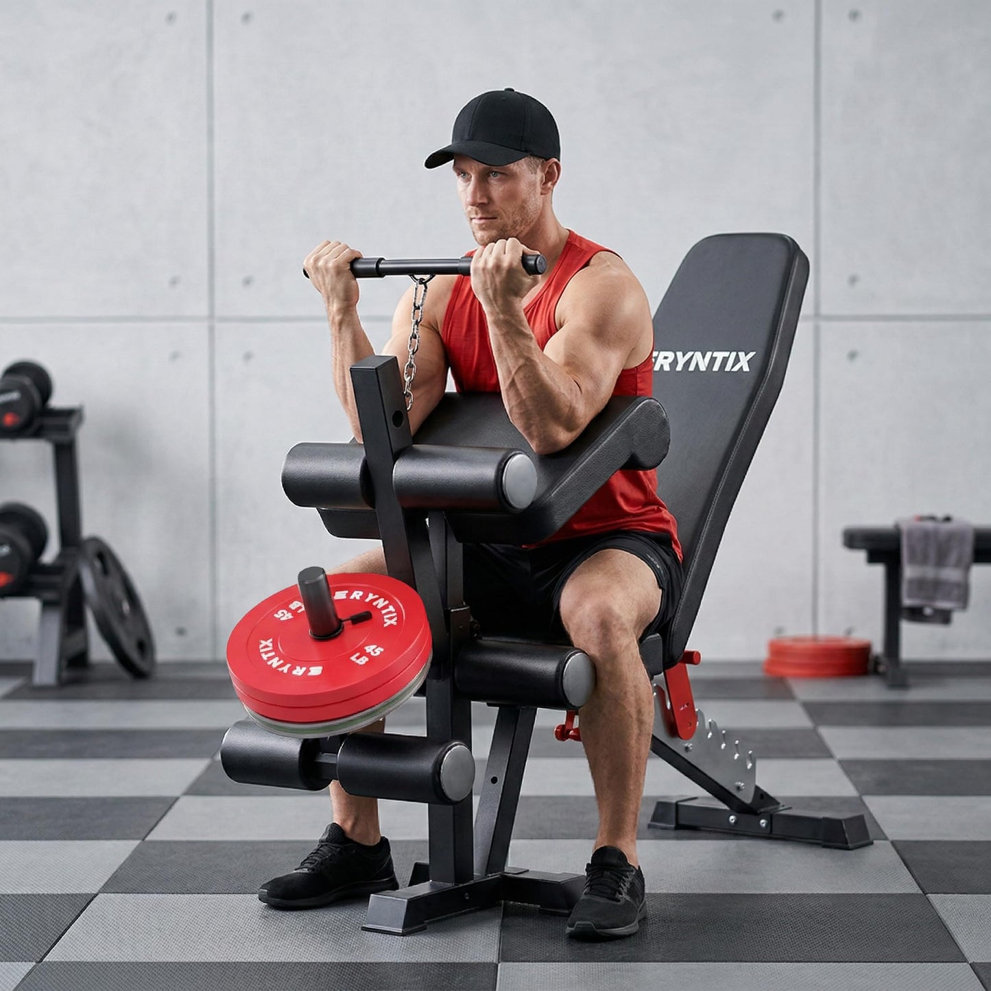 Eryntix Adjustable Workout Bench, 1600LBS Heavy-Duty Weight Bench with Leg Extension/Curl, Preacher Pad, 7-Position Incline/Decline/Flat, ISCC PLUS Certified for Home Gym Full Body Strength Training (Black, M1 Pro)
