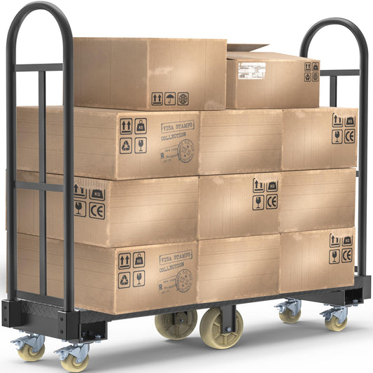 YINTATECH 2000lbs Heavy-Duty U-Boat Cart,63"*15.75"*61.5" U Boat Platform Dolly with 6 Casters(4 Swivel Wheels with Brake & 2 Solid Wheels) for Garage,Warehouse,Household