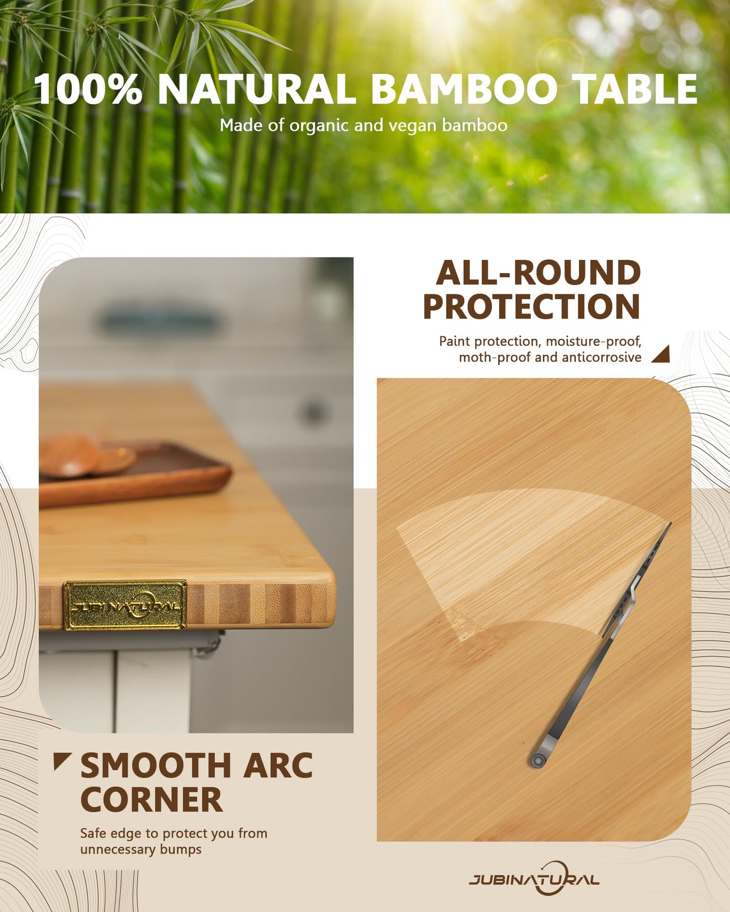 48"x25" Butcher Block Countertop, 4ft DIY Bamboo Countertop, 1.2'' Thick Wood Table Top, Used as Cutting Board, Office Desk Top, Living and Dining Room Table, Washer Dryer Countertop, Kitchen Island