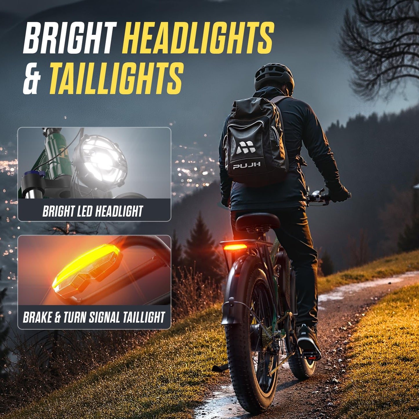 PUJH 6000W Dual Motors Electric Bike for Adults,60V 20Ah 26" Fat Tire Ebike,45 mph up to 100 Miles Full Suspension Class 3 Electric Bicycle for Snow Off Road Mountain Hunting Commuter