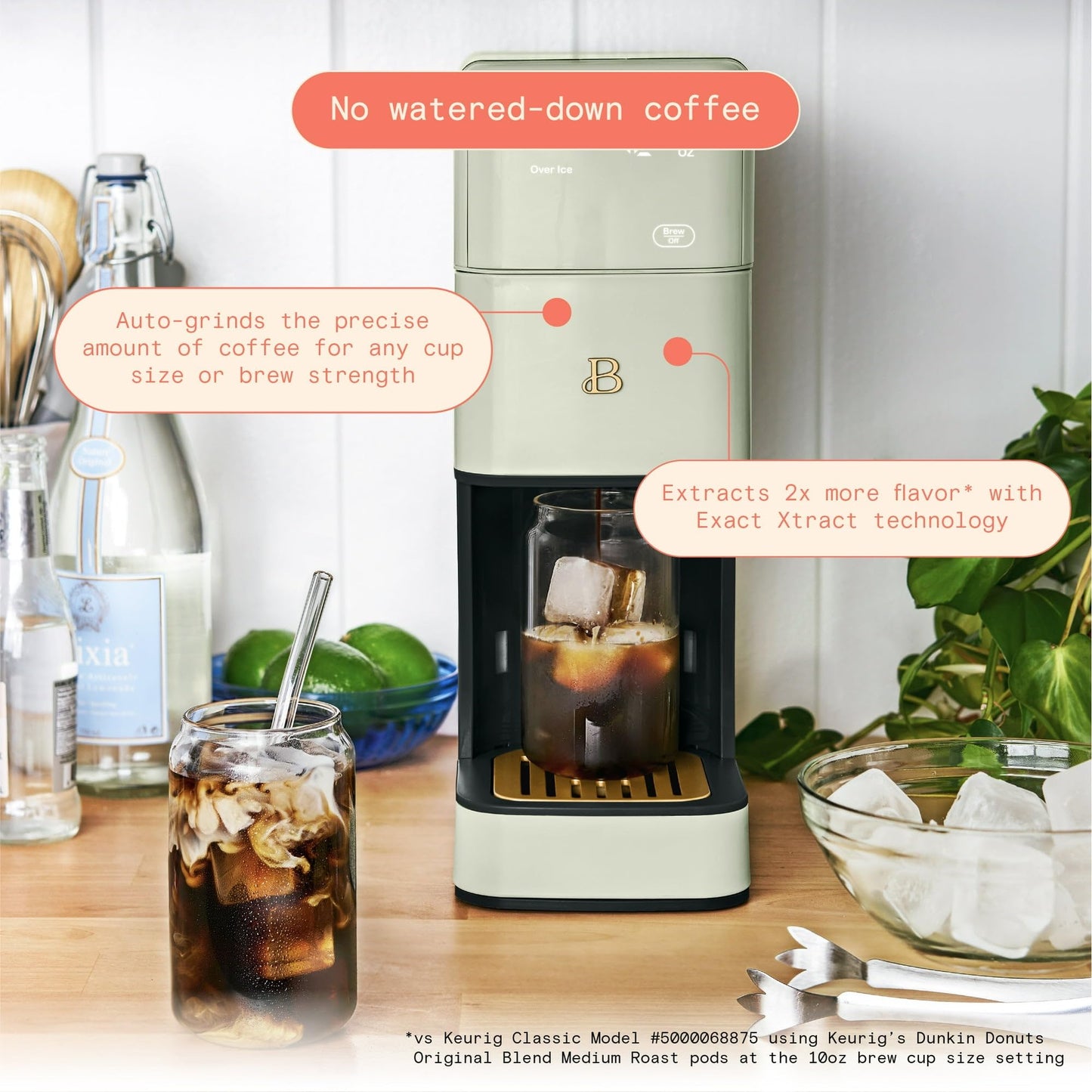 IT'S BRAZILIAN Perfect Grind Programmable Single Serve Coffee Maker, Sage Green by Drew Barrymore