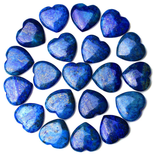 QINJIEJIE 20PCS Lapis Lazuli Heart Stones Crystals Bulk Love Shaped Worry Stone Heart Rock Pocket Gemstones Polished Palm Gems Crystal Reiki Balancing Wholesale Cute Stone Decor Gift