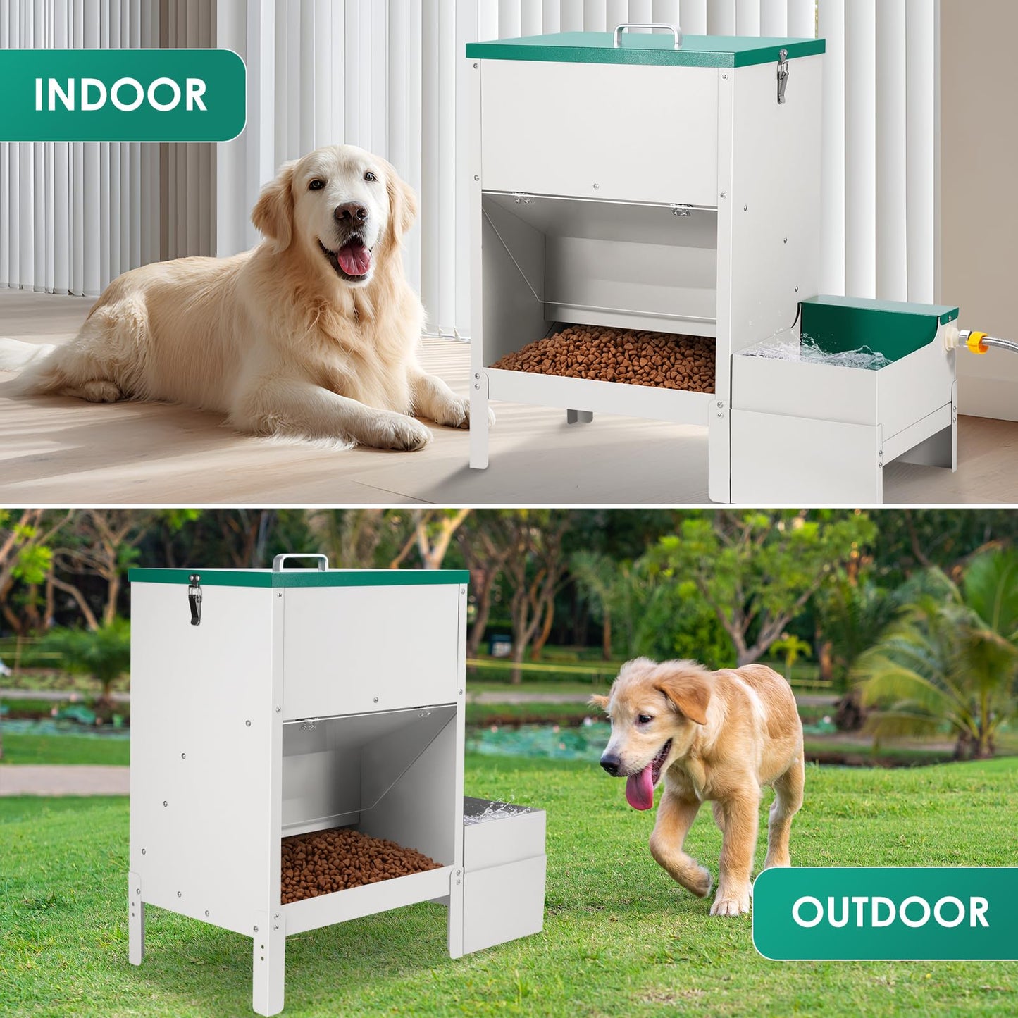 PKNYBZH 38L Automatic Dog Feeder Large Breed and Automatic Dog Water Dispenser for Large Dogs