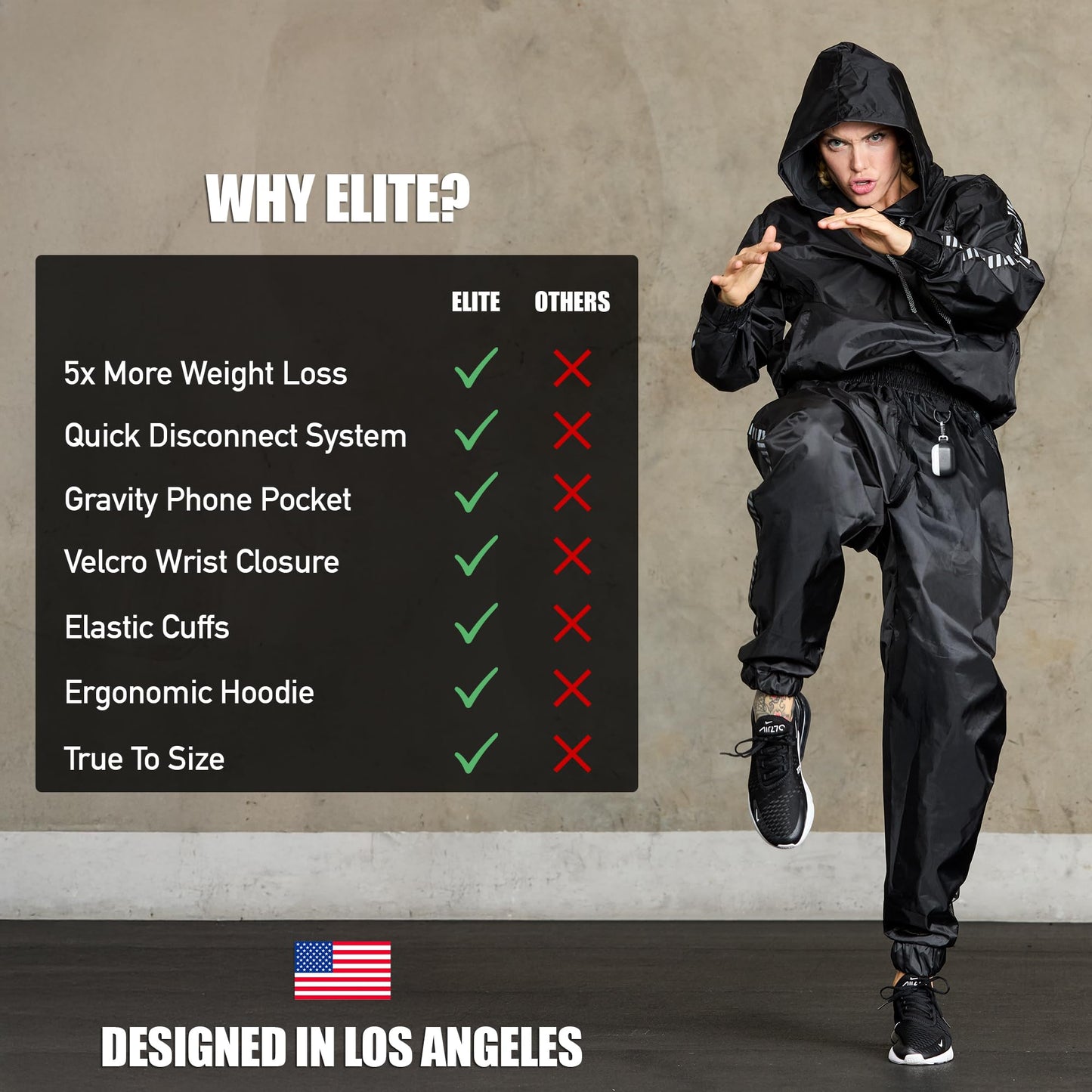 Elite Sports Sauna Suit for Weight Loss Men & Women Boxing MMA Wrestlers Gym Sweat Hoodie Sauna Suits Wrap Full Body Workout (Black, XX-Large)