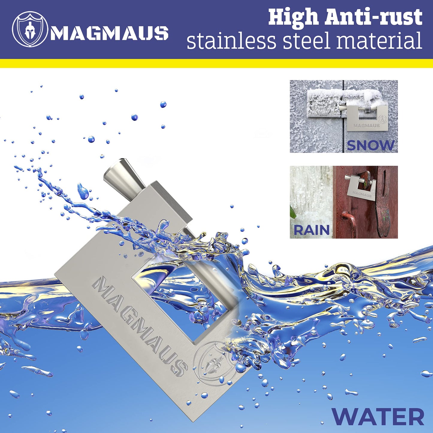 Magmaus® RTL60 [Armoured] High Security Padlock – Heavy Duty Container Lock with 0.59” Shackle Clearance & 0.35” Thick Bolt – Weatherproof Outdoor Lock for Storage Unit, Shed, Gate, Garage - 3 Keys