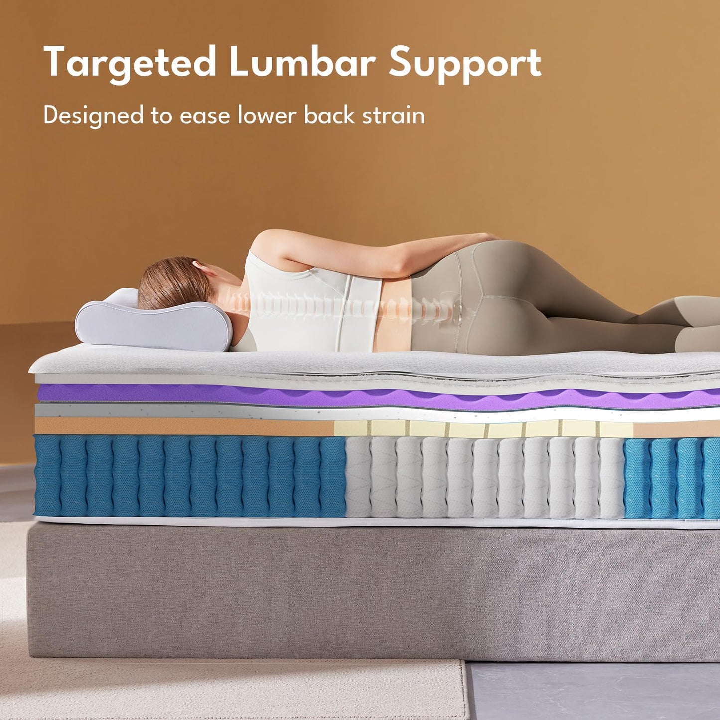 CIOUDWAY Queen Mattress, 14 Inch Hybrid Memory Foam, Reinforced Edge Support, Zoned Coils, Pressure Relief, No Motion Transfer (14 Inch, Queen)