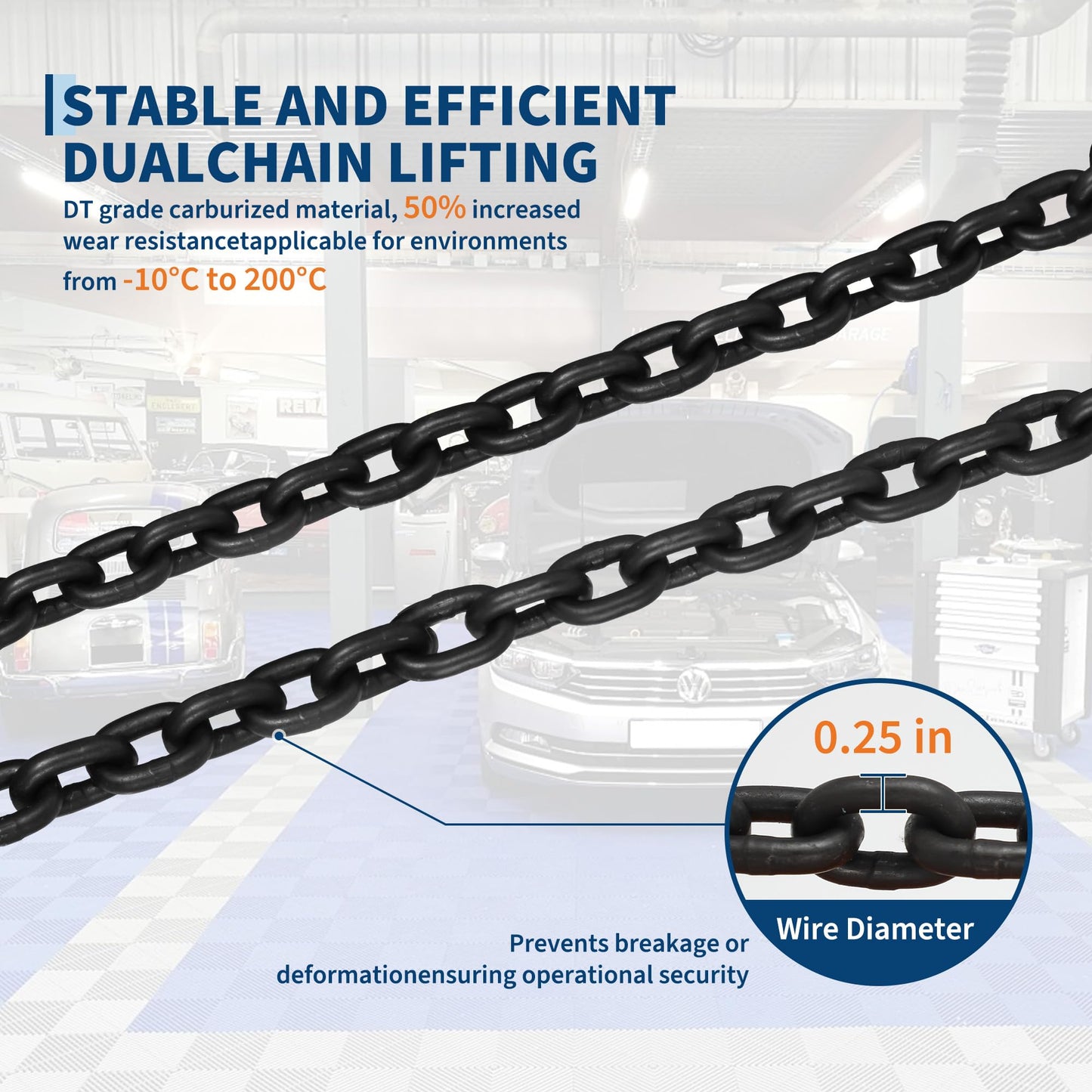 2200 Lbs Load Electric Chain Hoist, 120v Single Phase Overhead Crane with g100 Chain, 10 Ft Lifting Height for Garage, Shop, and Home