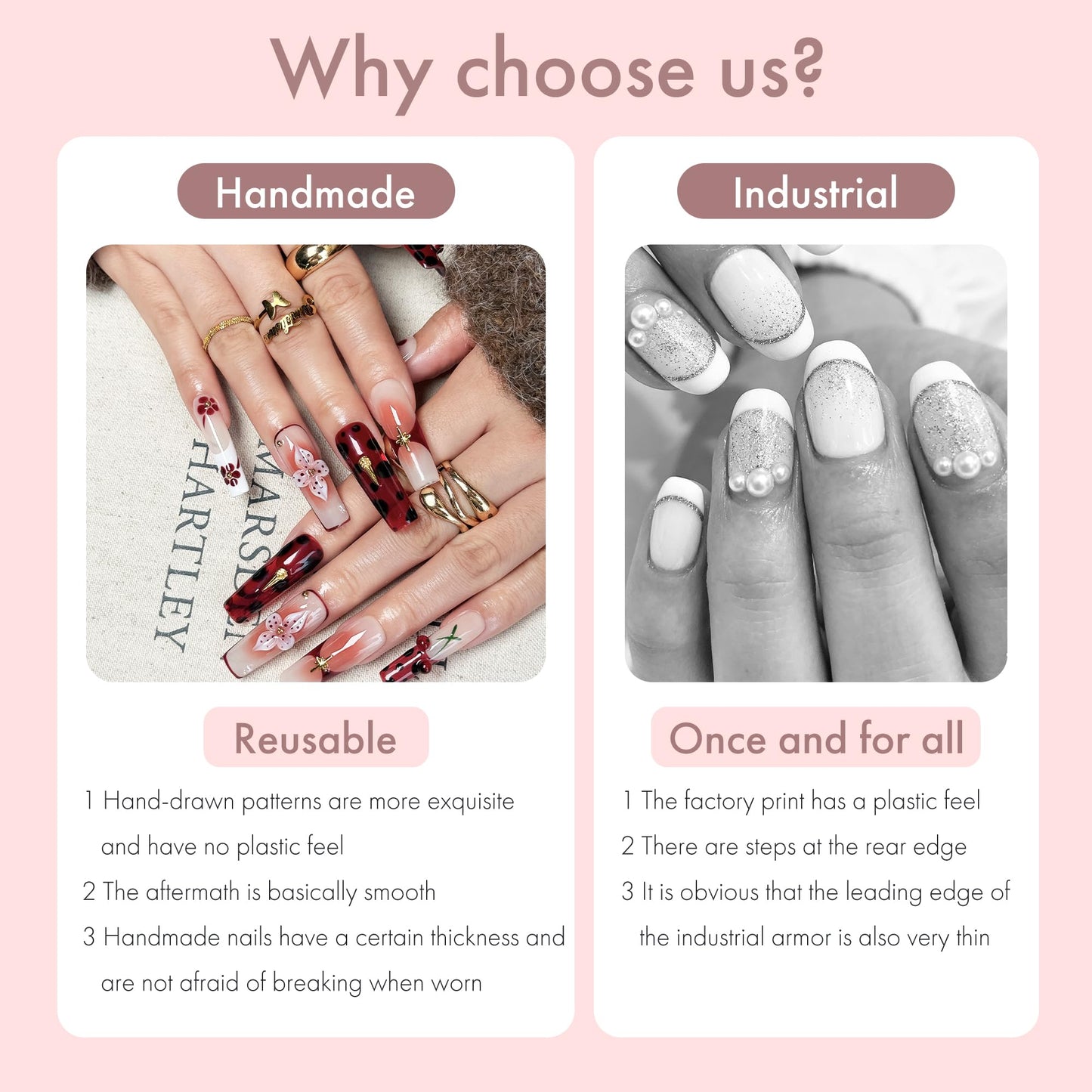 Rouge Sonata 10pcs Press On Nails for Women, Crimson Floral Golden Accent Acrylic UV Gel Wearable Nails, Korean Style Wine Red Gradient Cherry Blossom Fake Nails Set (Dark red, M)