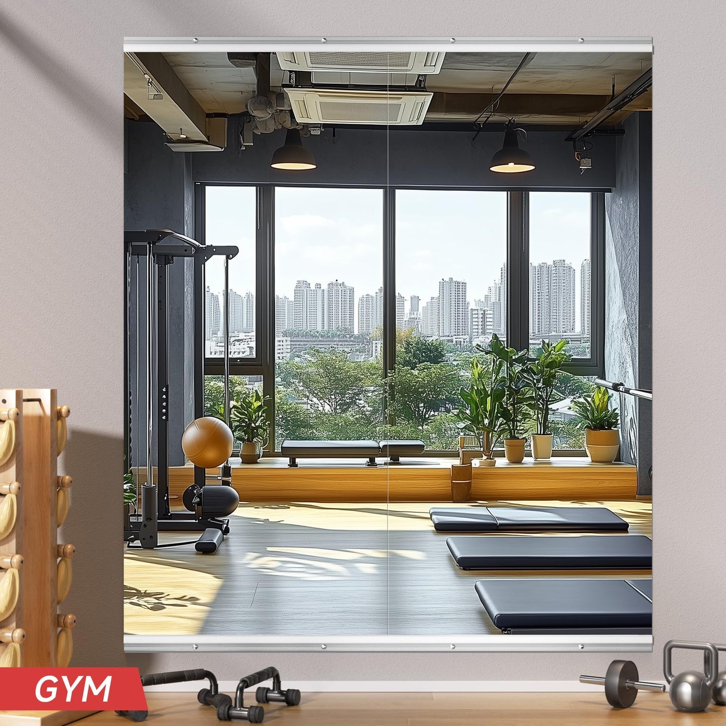 WINNICE Home Gym Mirror, 71" x 32", 2PCS Large Full Body Mirror for Yoga, Silver Shatterproof Frameless HD Tempered Glass, Wall-Mounted Wall Mirrors for Home Gym, Workout, Garage, Dance Studio