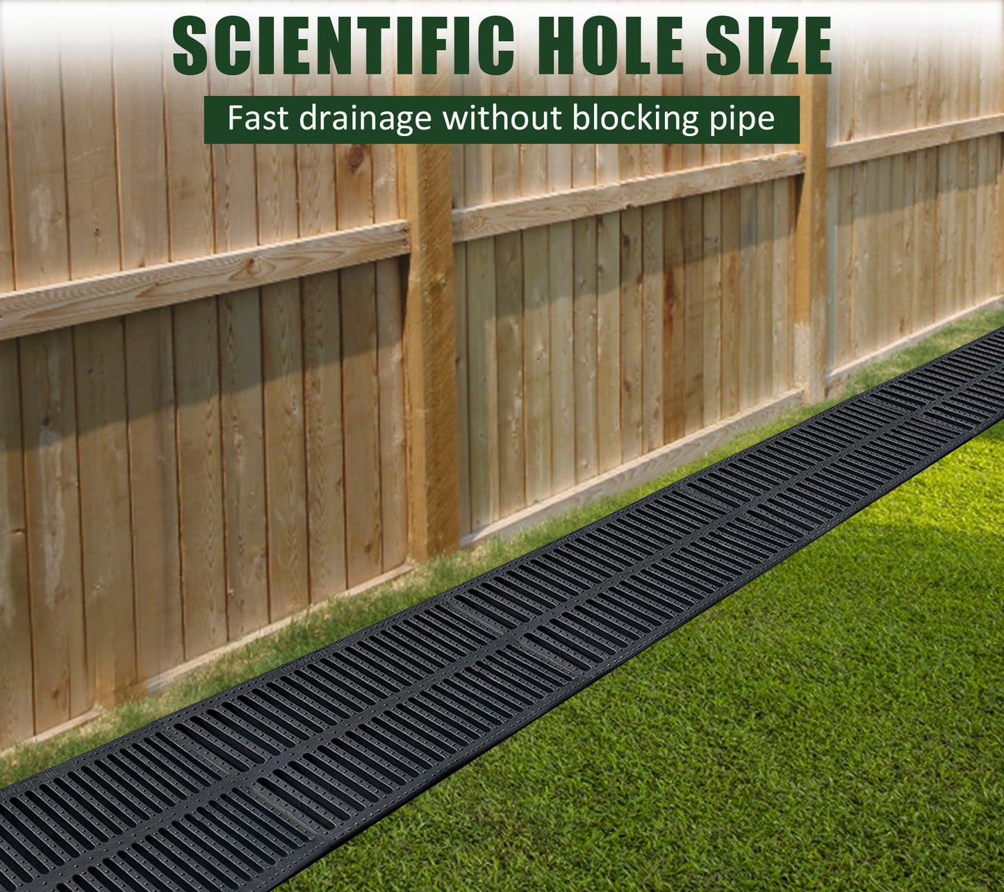 Natotela A15 8 Pack Polymer Plastic Channel Drain Grate-19.7x11.8x1.2 in Durable Trench Cover,Total Length 157.48 in Polymer Drain Strainer,Outdoor Drain Grates for Yard Sidewalk Patio Houseside