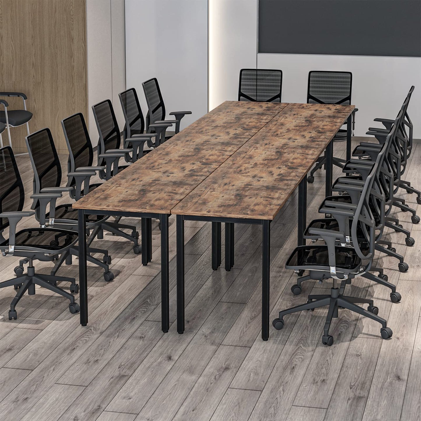 Bonzy Home 14ft Conference Tables Chair Set, 165"x47"x30" Table & 16pcs Chairs, Office Computer Desk and Chair Set for Meeting Room Study Printer Table Seminar Office Furniture Set for 16 People