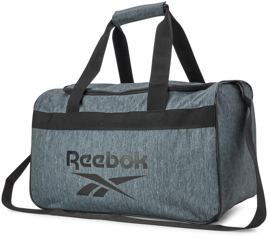 Reebok Duffle Bag - Carry On Gym Bag for Workout With Adjustable Shoulder Strap - Compact Travel Bags for Women and Men, Size One Size, Warrior II Light Grey