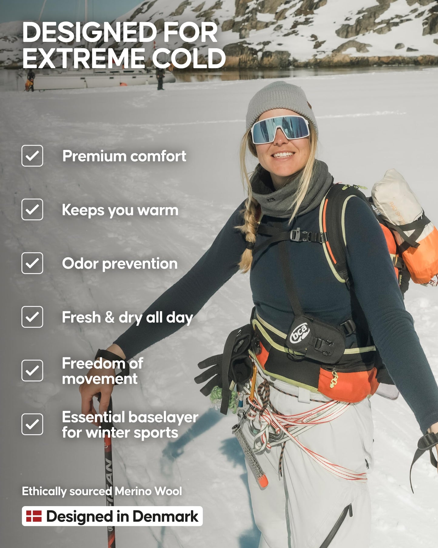 DANISH ENDURANCE Merino Wool Base Layers Women, Women's Thermal Sets for the Extreme Cold, Dark Green, Small