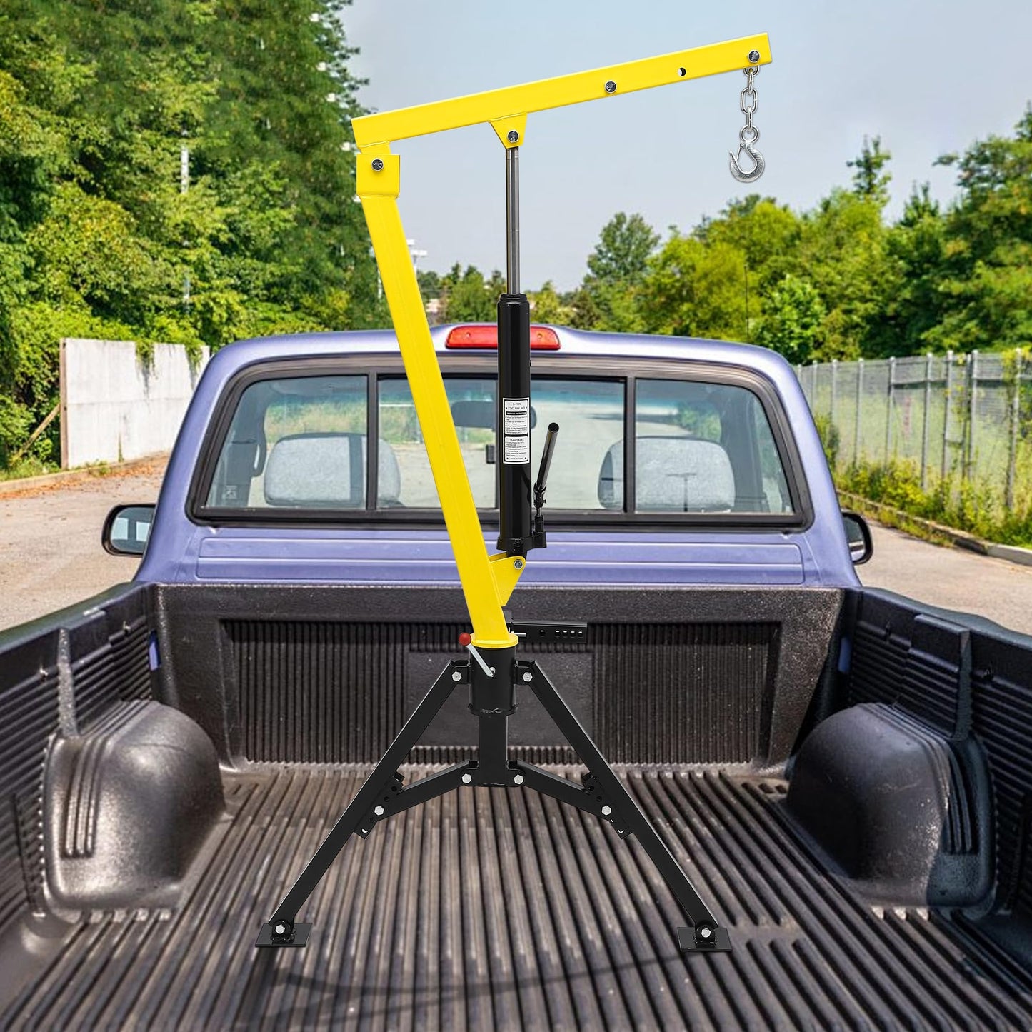 PioneerWorks 1000 LBS Pickup Truck Crane, Heavy-Duty Hydraulic Truck-Mounted Crane with 360° Swivel & 3 Adjustable Booms for Construction, Industry & Forestry