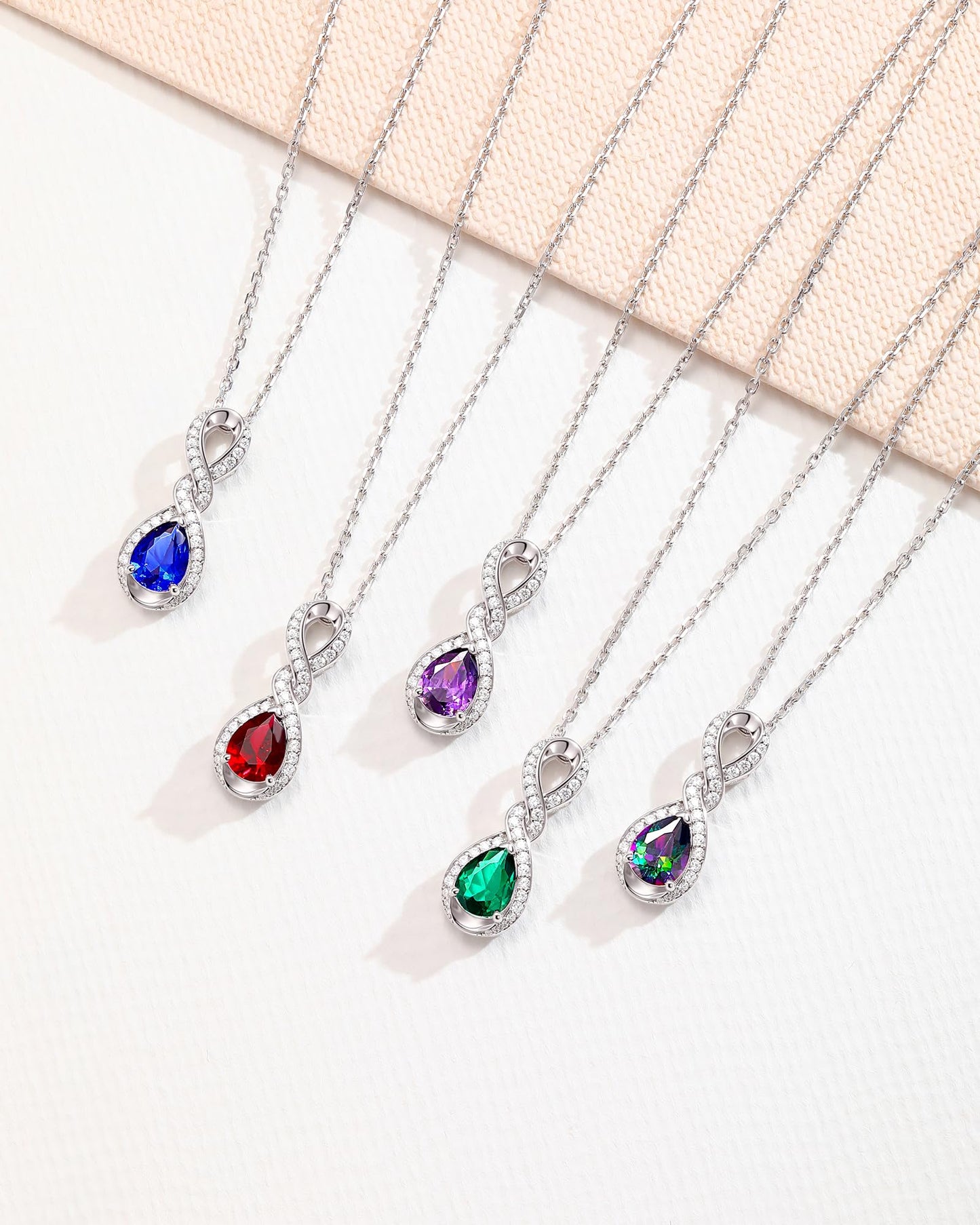 FANCIME Ruby Necklace July Birthstone Sterling Silver Dainty Infinity Knot Pendant Necklace Red Gemstone Fine Jewelry Anniversary Birthday Graduation Mothers Day Gifts for Women Mom