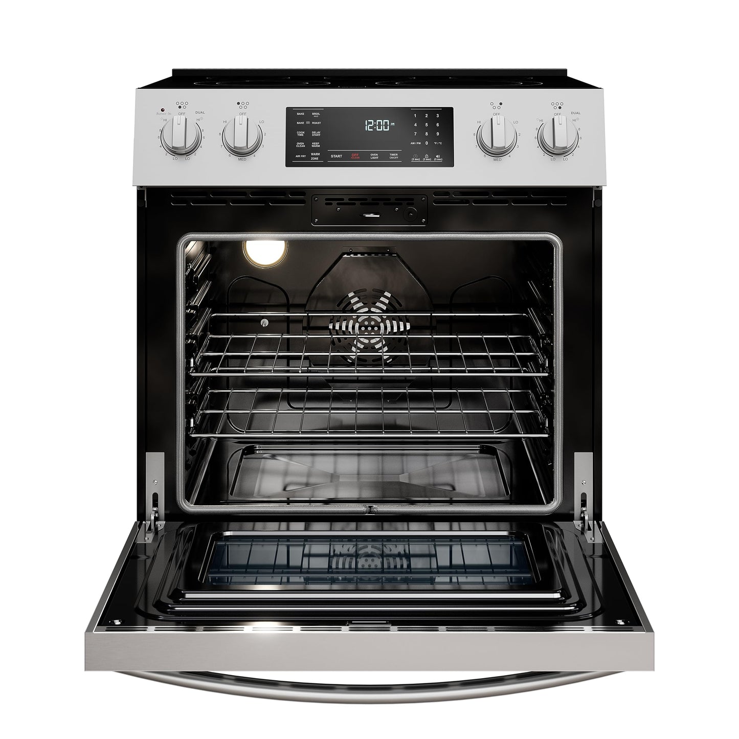 Kenmore Front Control Electric Range Oven with 5 Cooktop Elements with 7 Cooking Power Options, True Convection, Steam and Self Clean, Freestanding Oven, 4.8 cu. ft. Capacity Stainless Steel