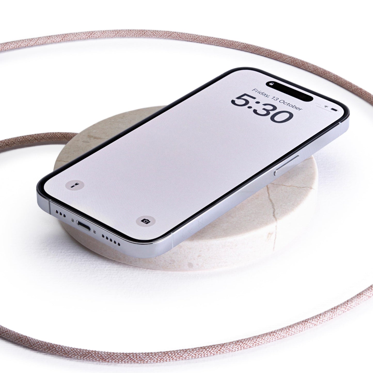 Einova Classic Stone – Marble Wireless Charging Pad Designed in Italy, Integrated 6 ft USB-C Cable, Smartphones, Wireless Earbuds, Smartwatches – Cream Marble