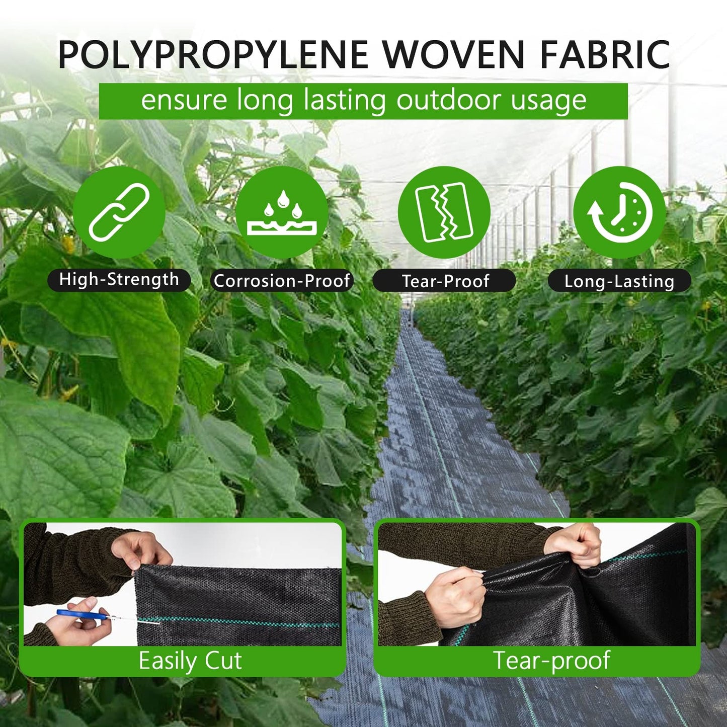 mychoiii 3ft x 100ft Weed Barrier Landscape Fabric, 3.5oz Heavy Duty Woven Ground Cover, 600lbs Tensile Strength Weed Block Cloth for Garden Bed, Driveway, Landscaping - UV Resistant