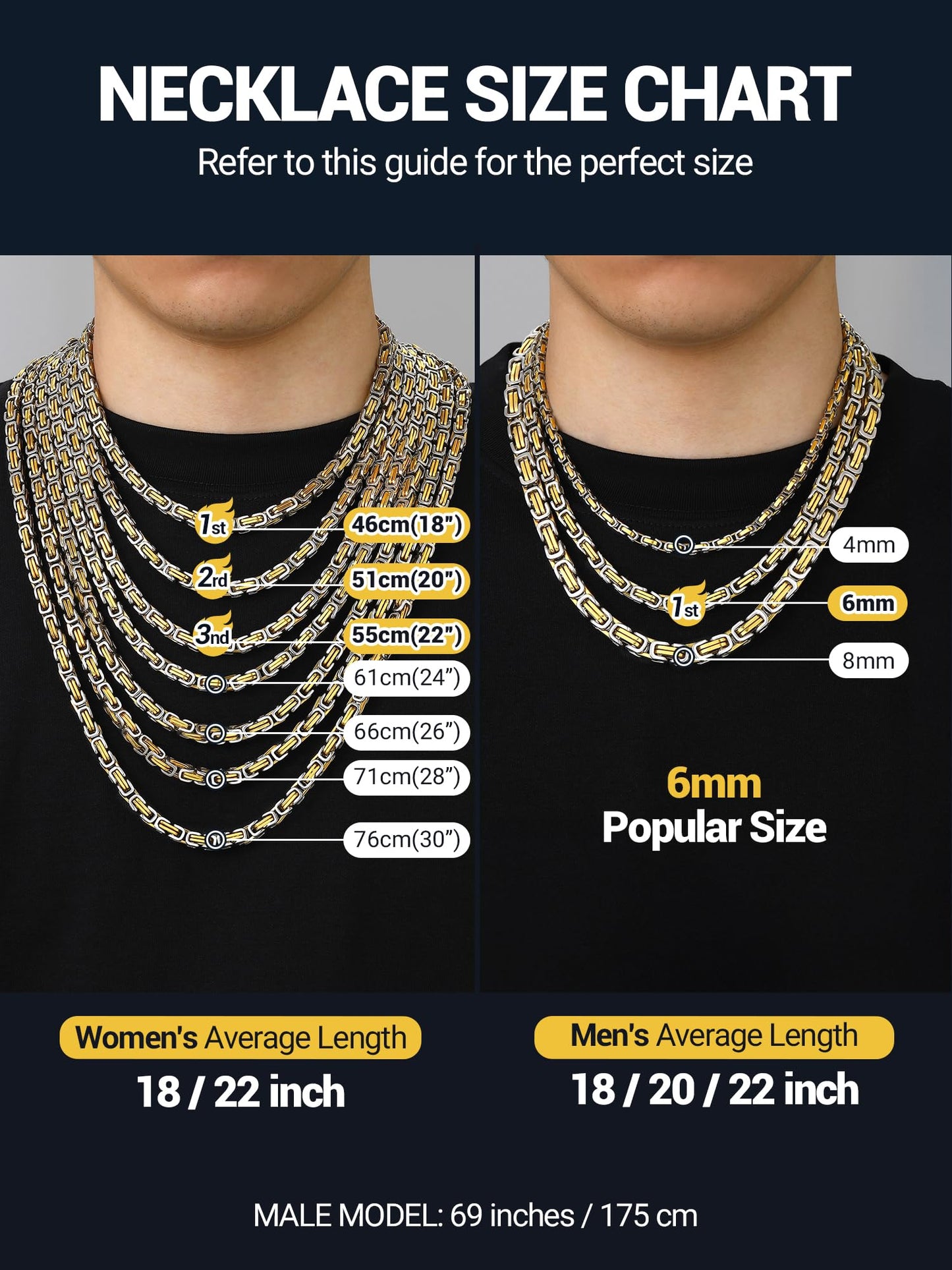 PROSTEEL Mens Necklace Chain 30 Inch Long Necklaces Stainless Steel Jewelry
