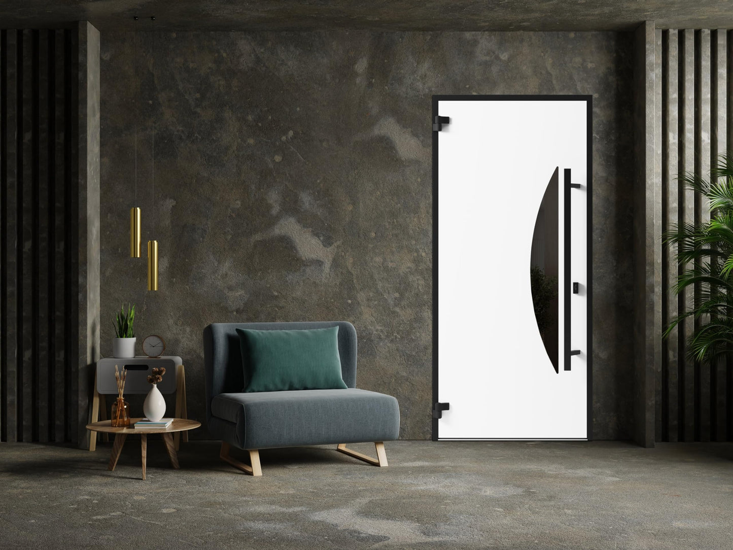 VDOMDOORS Front Exterior Prehung Steel Door/Ronex 1077 Teak/Entry Metal Modern Painted W36 x H80 Right Hand Inswing