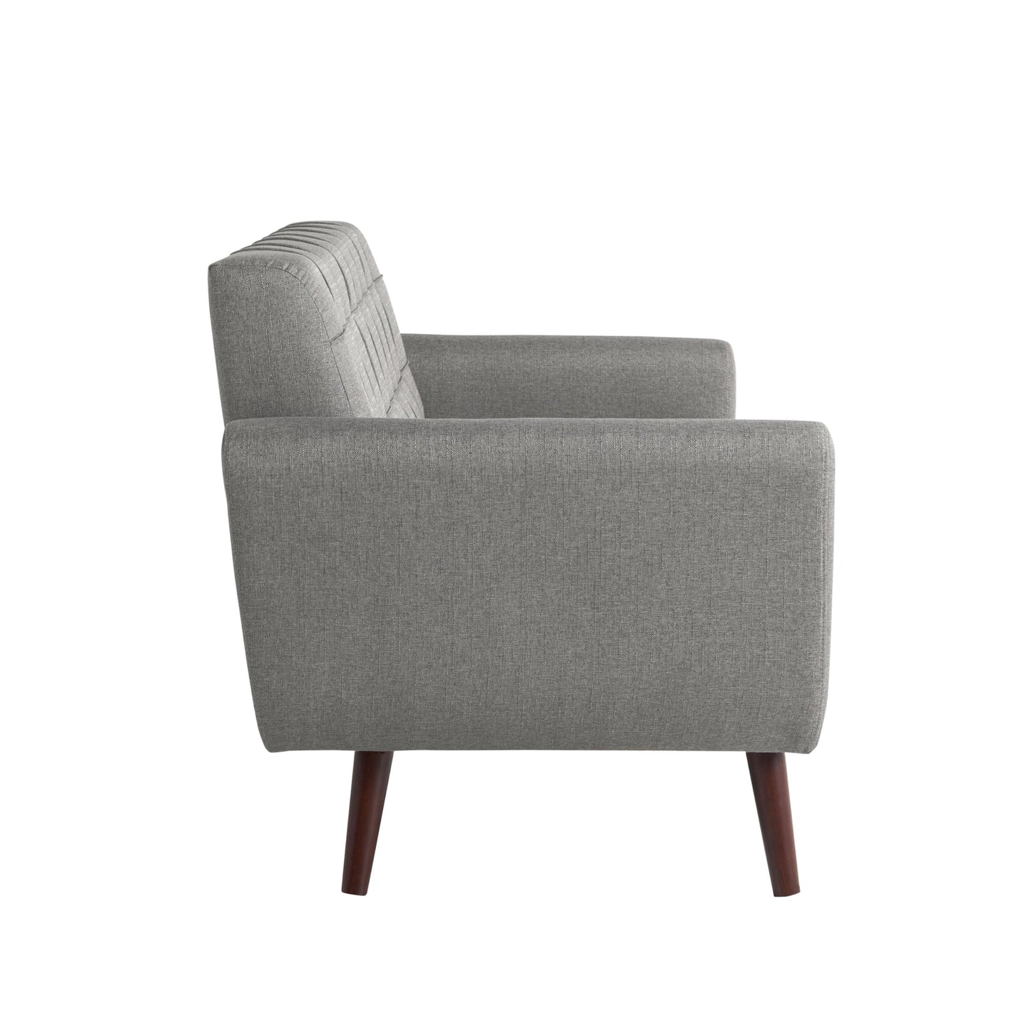 Serta® David 61.2" Modern Sofa, Tufted Back Cushion, Rounded Arms, Solid Wood Legs, Dream Coil® Comfort, Woven Polyester Fabric, Gray