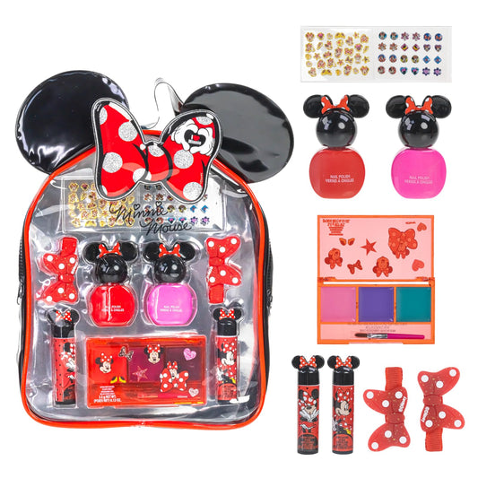 Disney Minnie Mouse Cosmetic Makeup Gift Bag Set Includes Lip Gloss, Nail Polish & Hair Accessories for Kids Girls Ages 3+ by Townley Girl