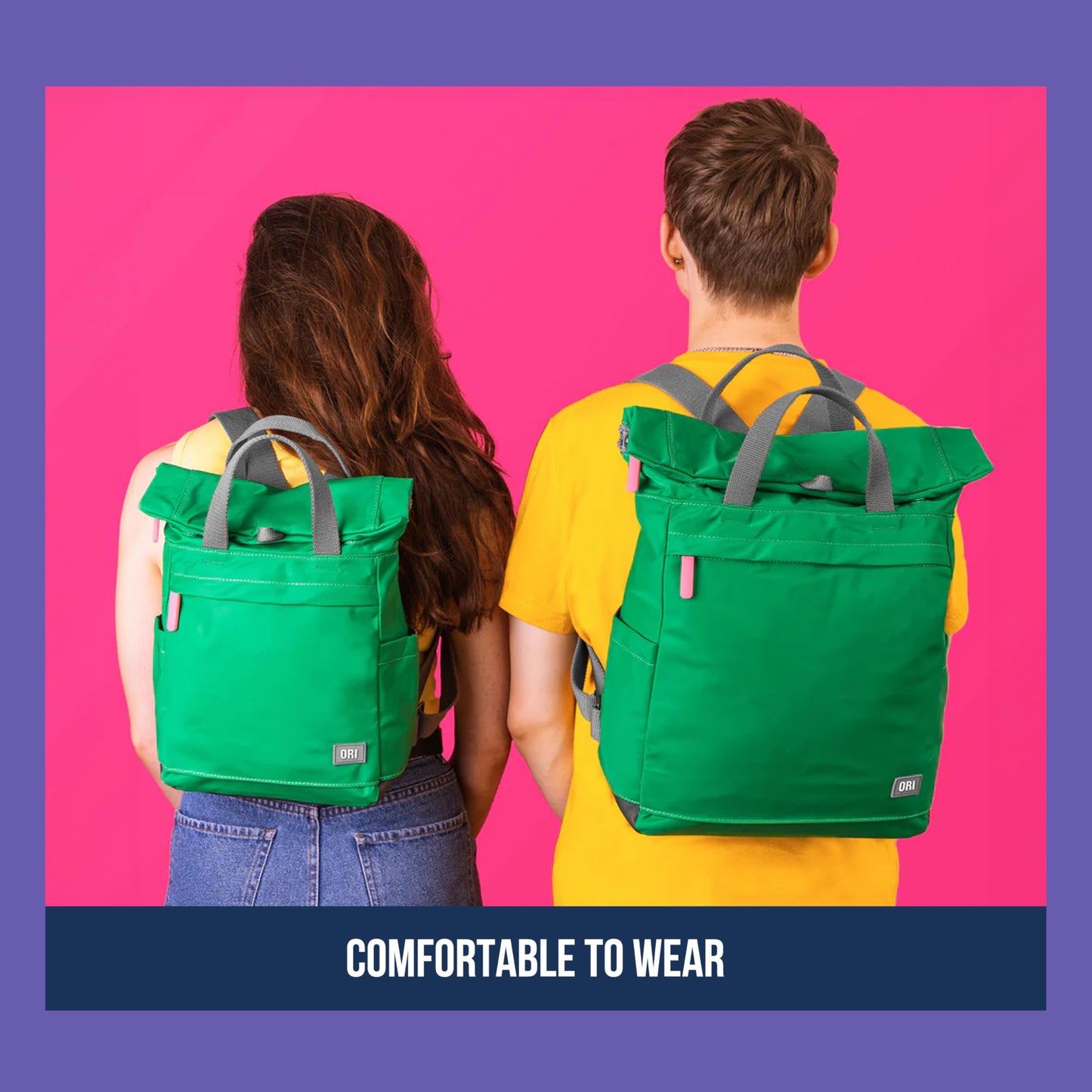 ORI LONDON Travel Backpack - Large Water-Resistant Nylon Rolltop Laptop Backpack for Men & Women - The Finchley - Burnt Blue