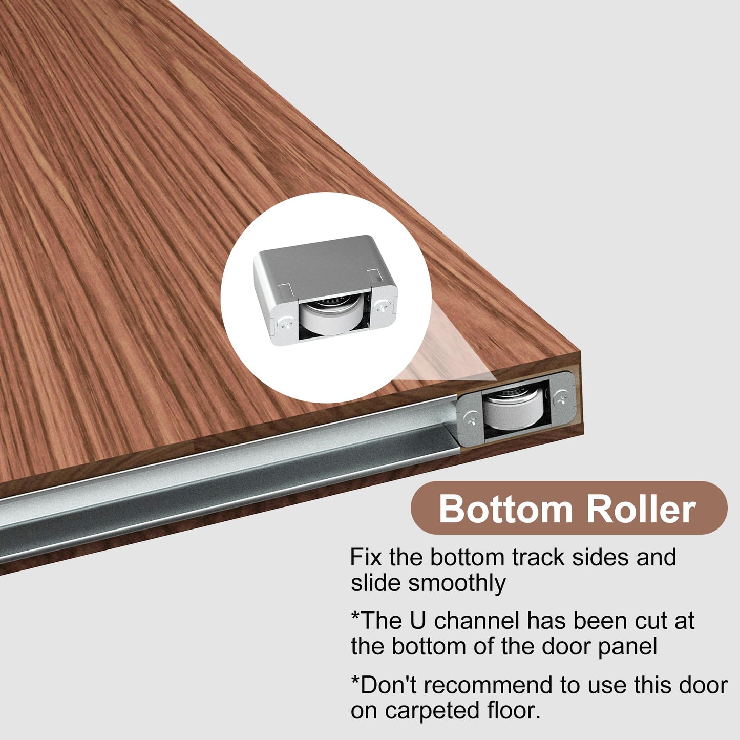 JUBEST 40"x86" Concealed Sliding Barn Door with Soft Close Hardware Kit, Brown Hidden Door for Opening 32"-36"x84", Waterproof and Modern, Smooth Sliding, for Interior Using, Widely Used