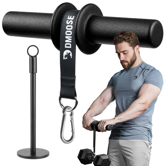 DMoose Fitness Forearm Exerciser & Wrist Roller - Forearm & Grip Strength Trainer - Available in Black, Blue & Red - Ideal for Grip, Wrist & Elbow Tendonitis (Black)