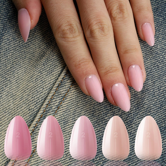 Wellquinn Almond Short Press on Nails Full Cover Pre-shaped Thick Fake Acrylic Nail Tips, 5 Colors, Manicure Salon & DIY at Home 150 PCS 15 Sizes