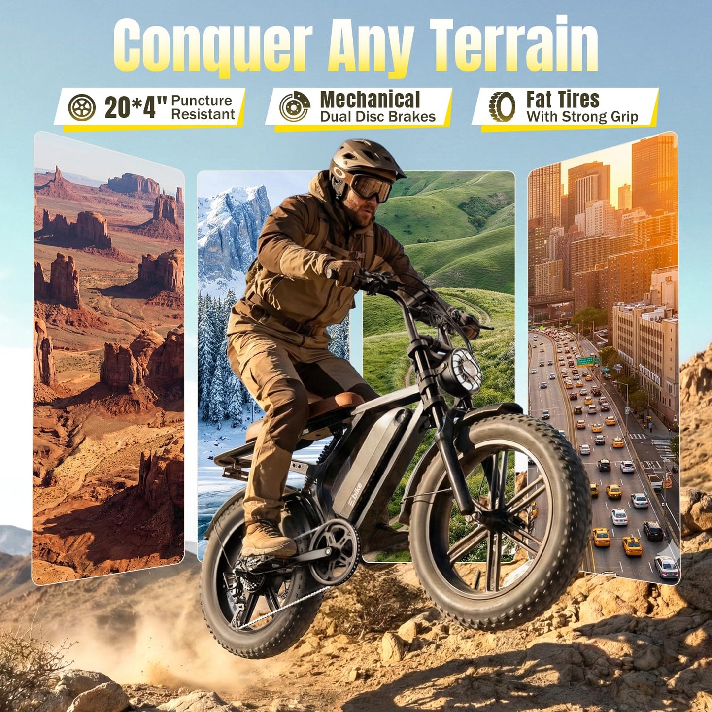 TST Electric Bike for Adults, 1500W Peak Motor, 20" Fat Tire All-Terrain E Bike, 15Ah Single/Dual Removable Battery, Up to 32MPH, 60/100 Miles Long Ranges