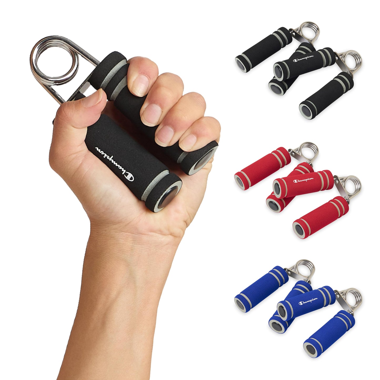 Champion 2-Pack Hand Grip Strengthener (Red), Medium Resistance Grip Strength Trainer with Soft Foam Handles, Forearm and Wrist Trainer for Home Gym Workouts, Stress Relief and Daily Conditioning
