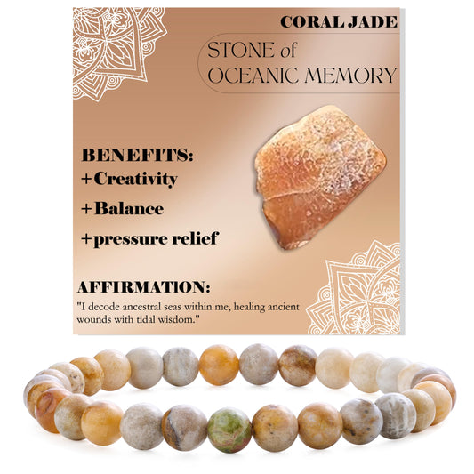 Bivei Coral Jade-Creativity &Calm-6mm Beaded Bracelets for Women Handmade Semi Precious Natural Stone Stretch Elastic Jewelry for Women Yoga Protection Gifts