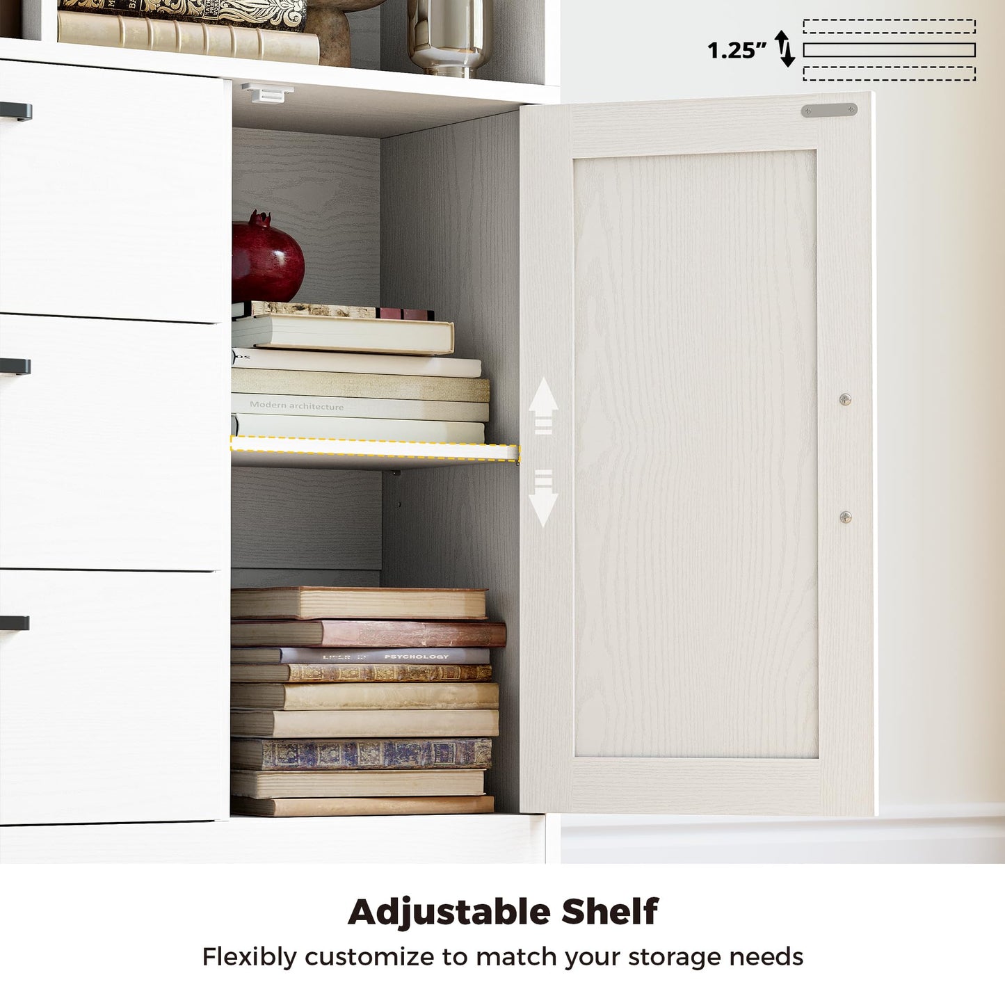 IRONCK Book Shelf with Doors and 3 Drawers 6-Tier Tall Bookcase 70.9 Inch with Storage Modern Bookshelf with 6 Open Cubes for Home Office, Living Room