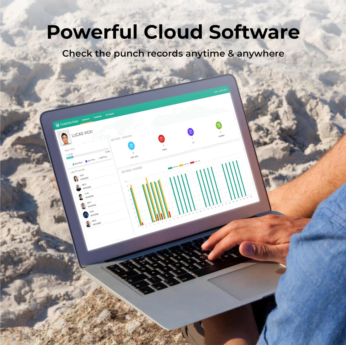 ANVIZ Time Clocks for Employees Small Business - Forever Free Cloud Software - W1 Pro Fingerprint Biometric Clock in and Out Attendance Machine, White