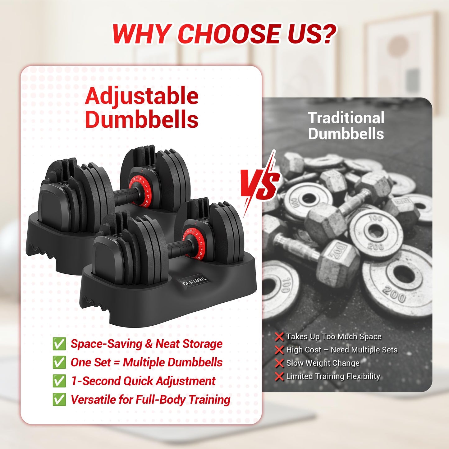 56LBS Adjustable Dumbbell Set of 2, 18-in-1 One-Hand Quick Adjust Weight Set, Anti-Slip Texture Handle, Full-Body Workout Equipment for Home Gym, Suitable for Men & Women