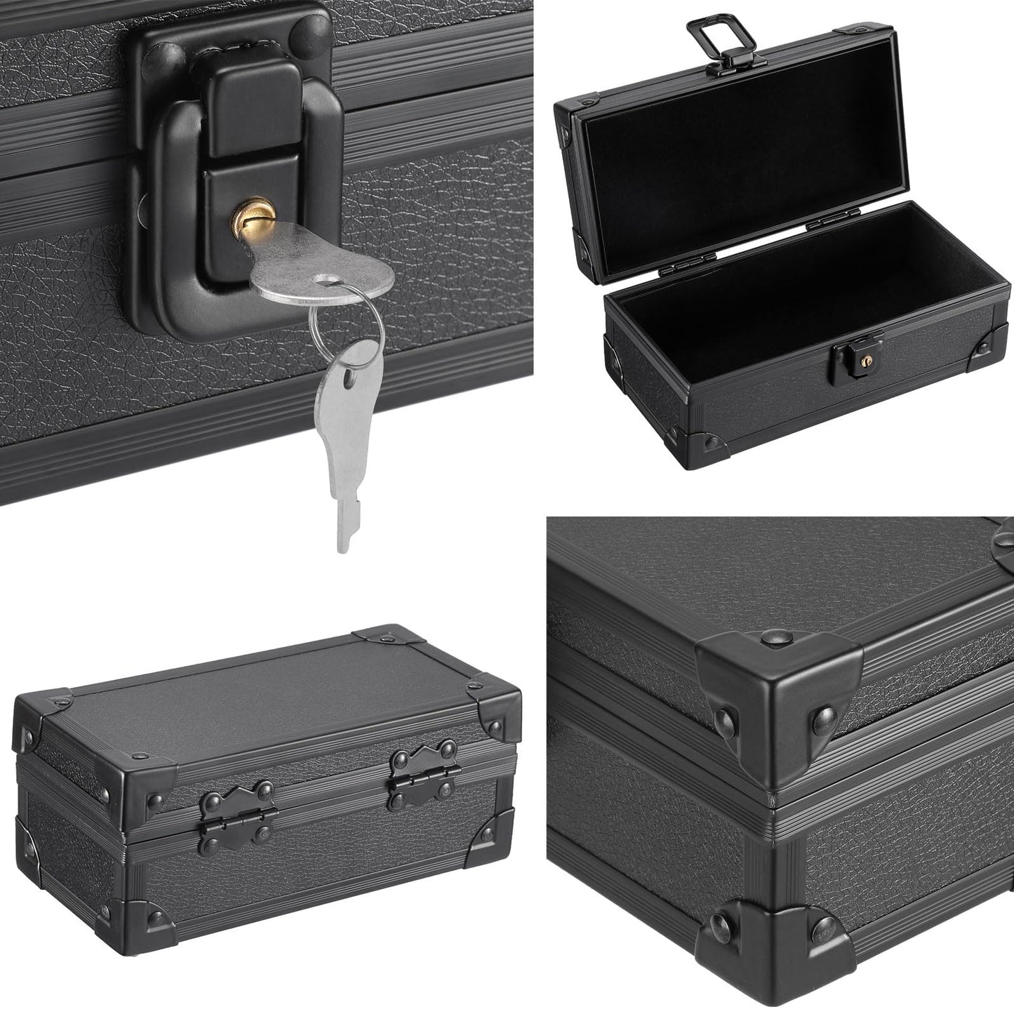 Hipiwe Black Lockable Cash Box Money Storage Case with Lock Aluminium Alloy Money Organizer Currency Tray Piggy Bank for Collector