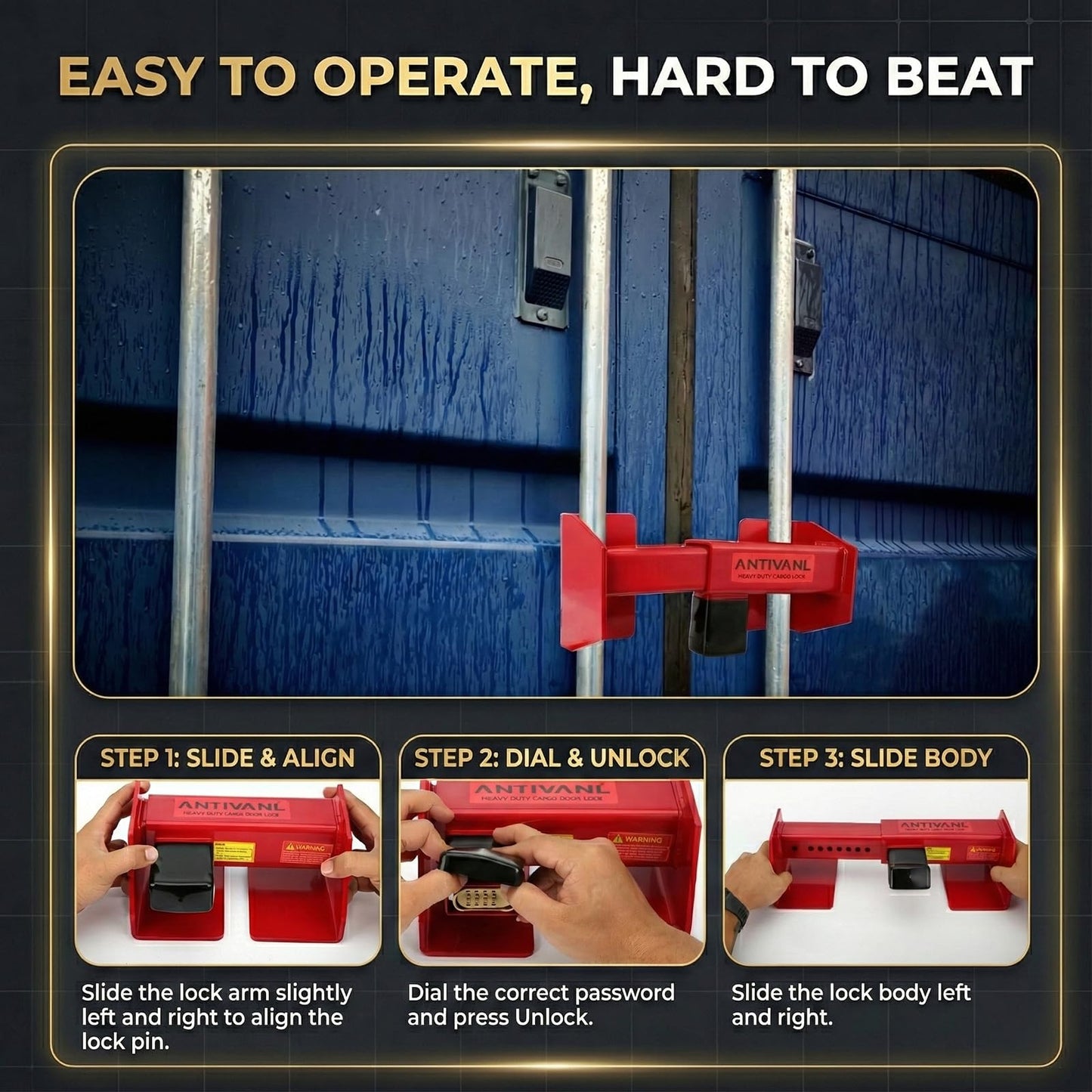 Antivanl Shipping Container Locks Heavy Duty with Combination Lock, Maximum Security Semi Trailer Door Lock, Shipping Container Combination Locks for Semi Trailer Door Security (9 3/8" to 16")
