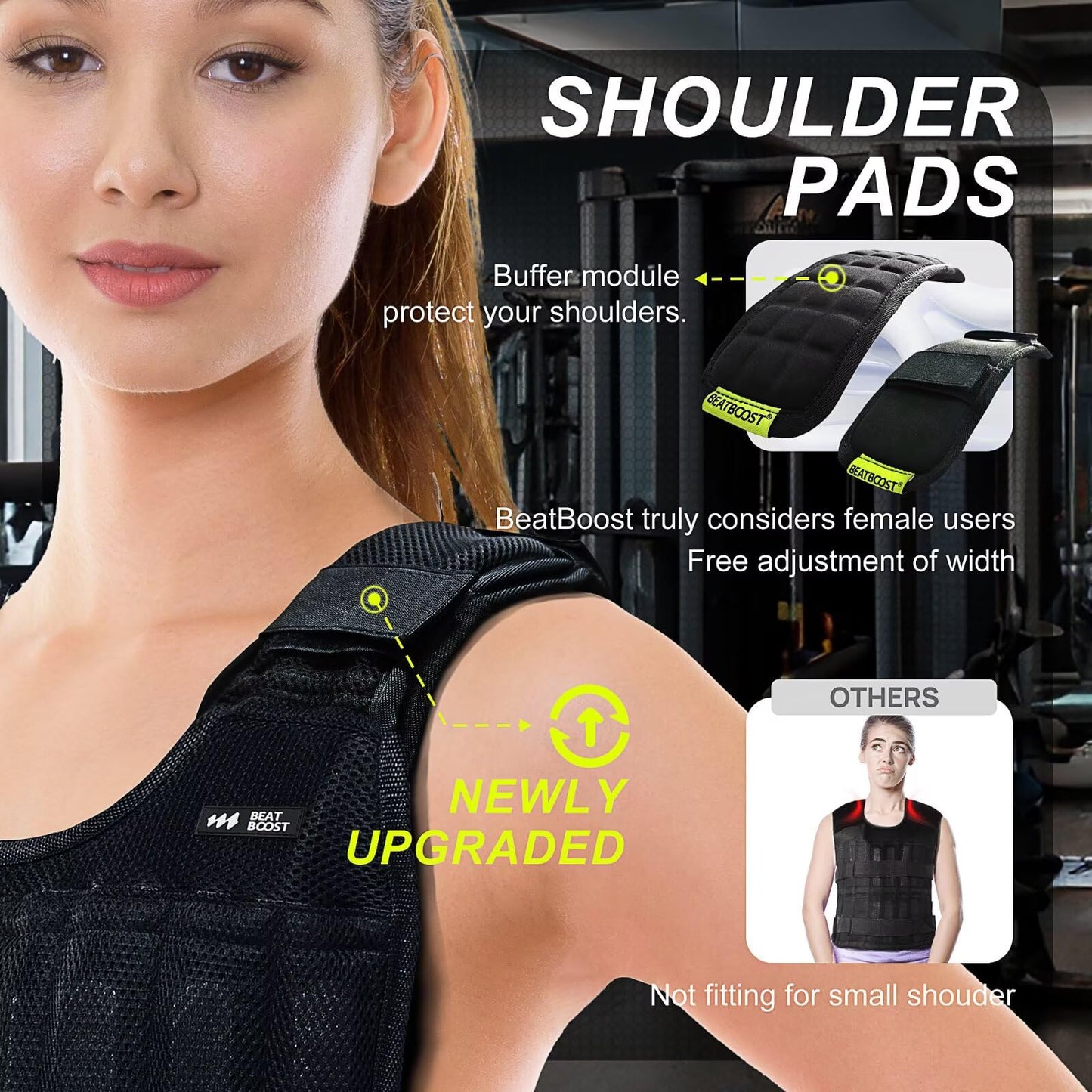 BeatBoost Weighted Vest Men 20 lb Adjustable Weighted Vest with Steel Plates Weights for Walking Strength Training Running Workout