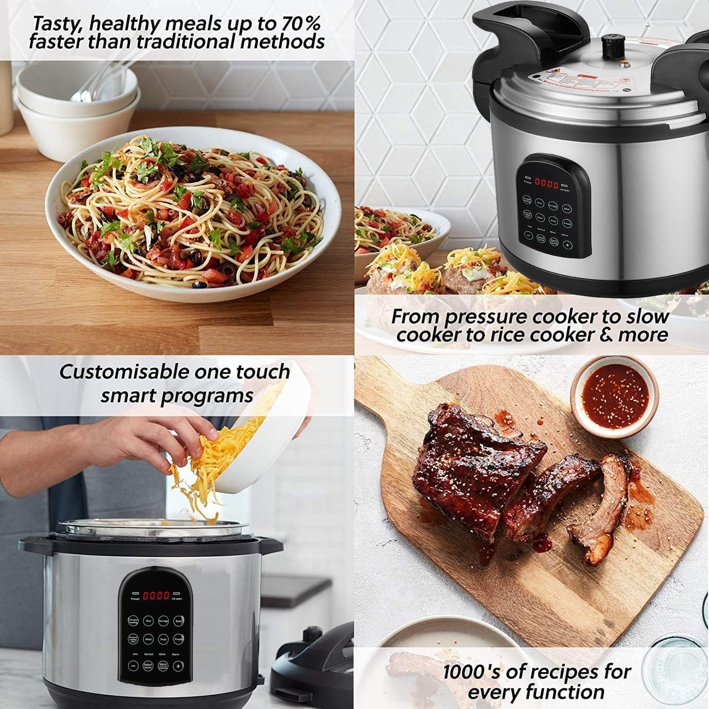 17.8QT Commercial Electric Pressure Cooker stainless steel Pressure Cooker | 24-hour Presetting |8 in 1 slow cooker with temperature control | LED Multifunction Food Warmer with nonstick pot