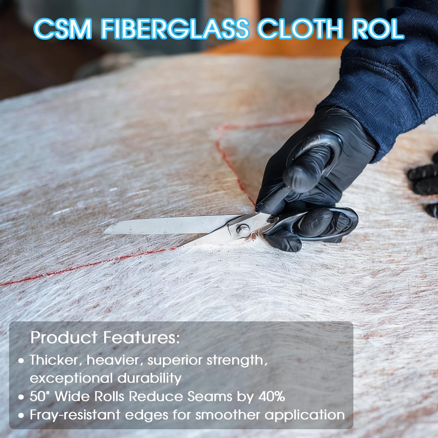 ZXQDRE Fiberglass Chopped Strand Mat Roll 50" x 360", 1 oz CSM Fiberglass Cloth Roll for Boat Repair, Automotive, Waterproof, Resin & Epoxy Compatible Fiber Glass Sheet