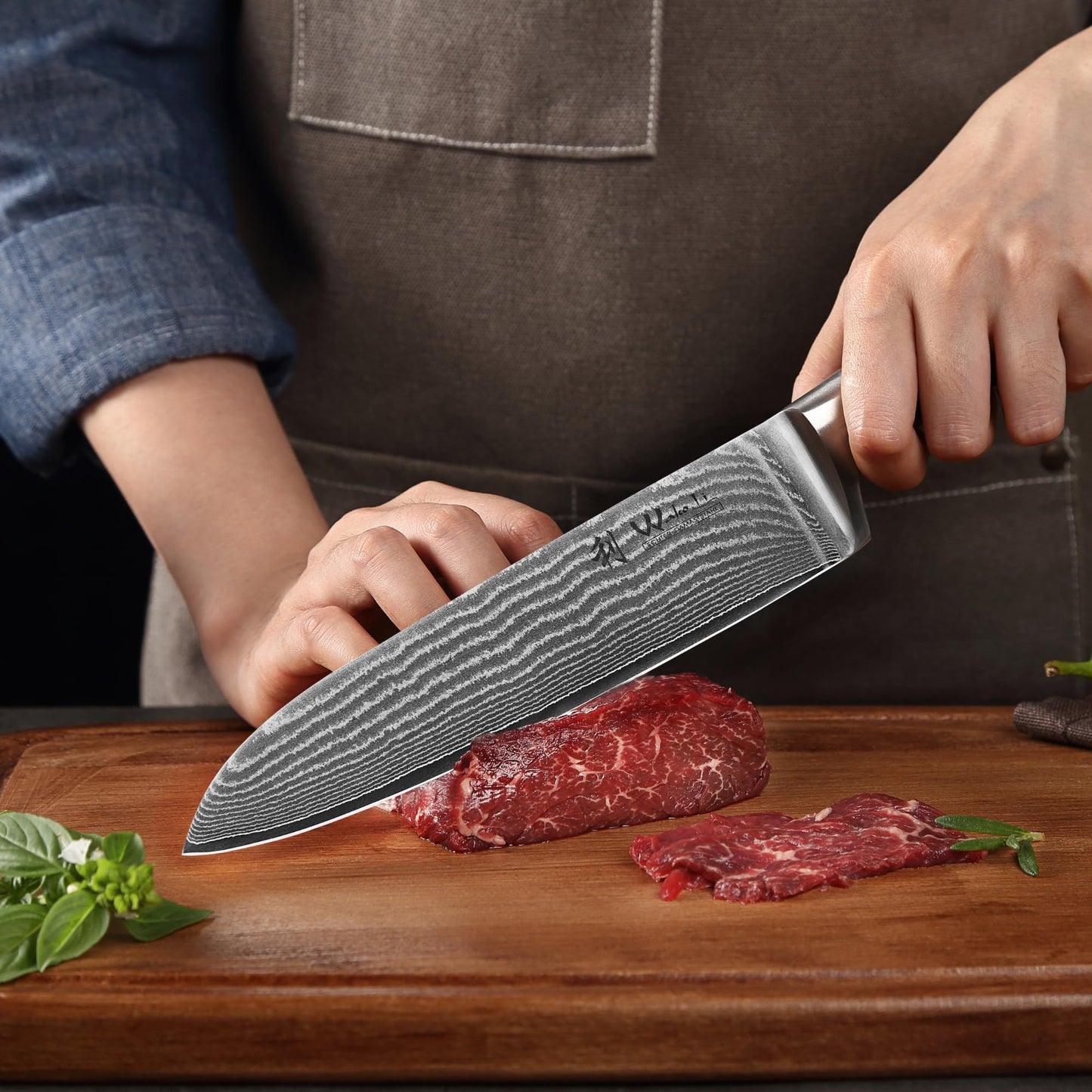 Wakoli EDIB 3-Piece Damascus Kitchen Knife Set in Wooden Gift Box, Razor Sharp Genuine Damascus Steel (VG10 Core), Includes Santoku, Small Santoku and Paring Knife, Ergonomic Pakkawood Handle
