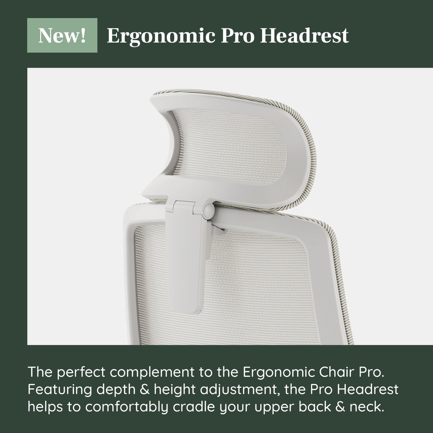 Branch Adjustable Ergonomic PRO Headrest Attachment - Only Compatible Ergonomic Chair PRO - Experience Optimal Comfort and Support - Shore