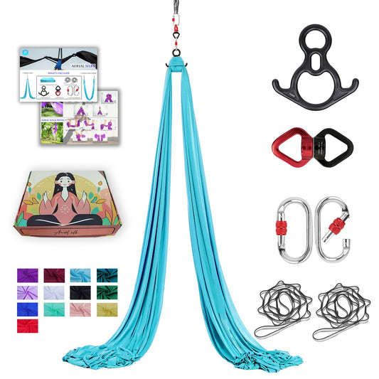 ZYOSJK Aerial Silks 11 Yards Aerial Silks For Home Aerial Yoga Swing Aerial Yoga Hammock Swing Aerial Silk For Gymnastics (SKY BLUE)